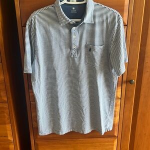 Johnnie- O Large Blue/white men’s Striped Polo, cotton/spandex